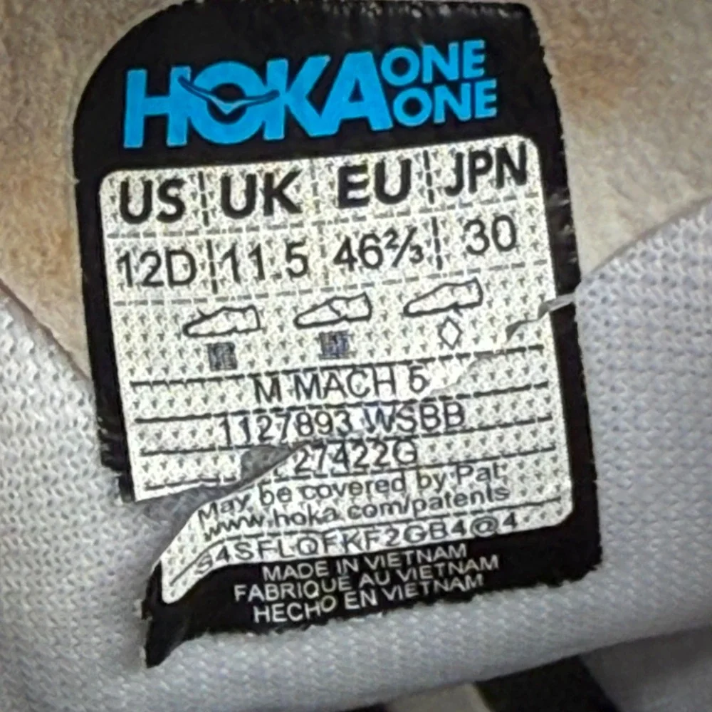 Hoka Mach 5 Men's Size 12 D Running Shoes White Blue Pink PROFLY+1127893 WSBB‎
